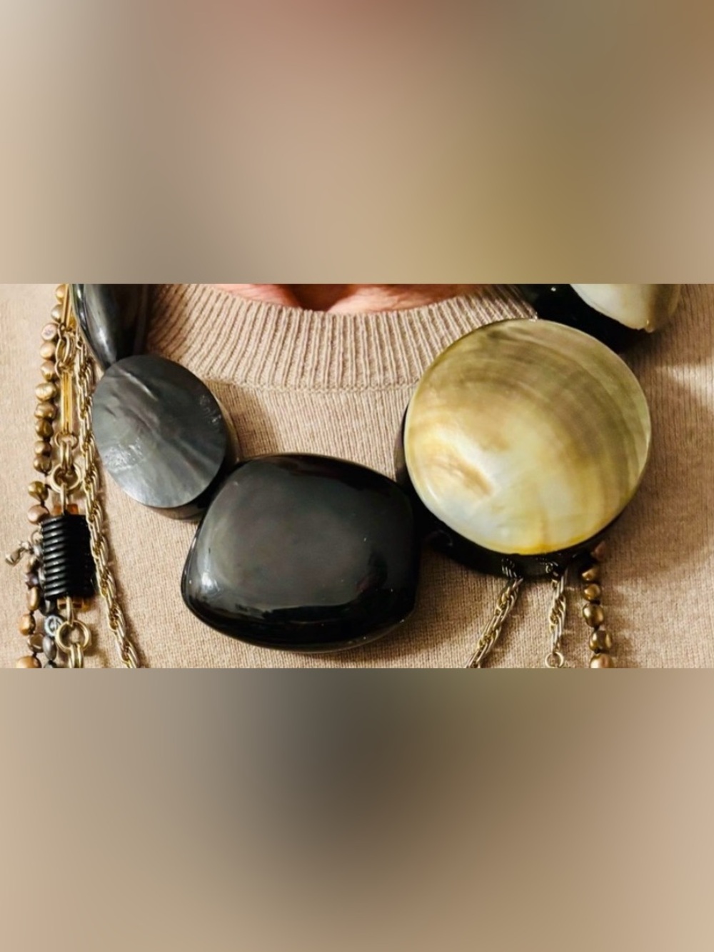 Wearable Art NECKLACE Black 21” Toggle Mother of Pearl 9-Stone #clout #CEOmom